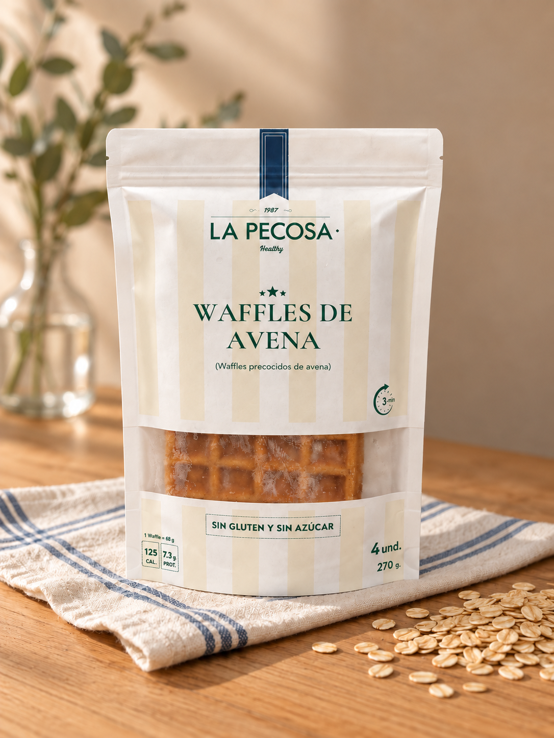 Waffles de avena congelados - 0% azúcar/ 0% gluten/ deslactosado
