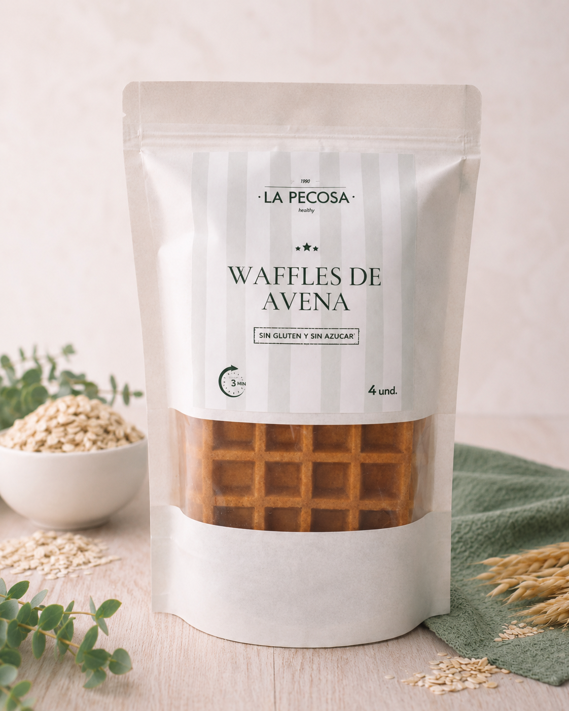 Waffles de avena congelados